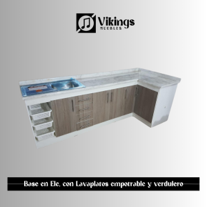 Base en L con Lavaplatos Empotrable y Verdulero