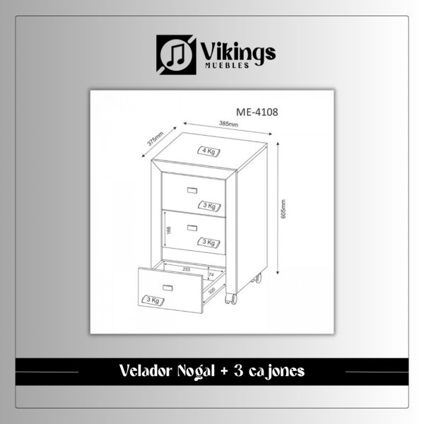 Velador Nogal - Imagen 3