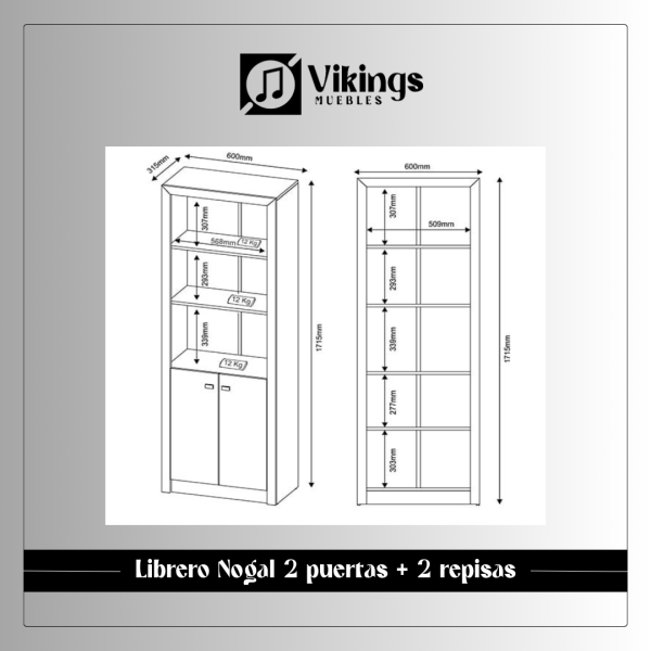 Librero 2 Puertas + Repisas - Imagen 3