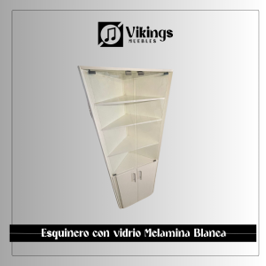 Esquinero con Vidrio en Melamina Blanca