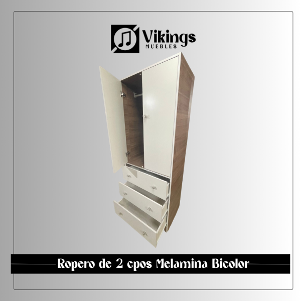 Ropero Dos Cuerpos Melamina Bi Color - Imagen 2