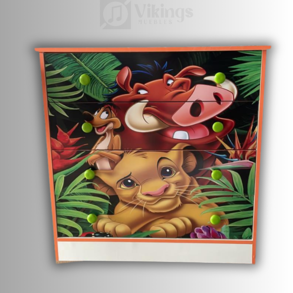 Cómoda Cuatro Cajones Infantil Diseño El Rey León - Imagen 2