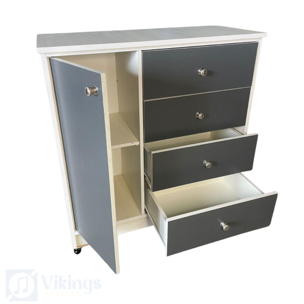 Comoda Con Puerta Melamina Gris